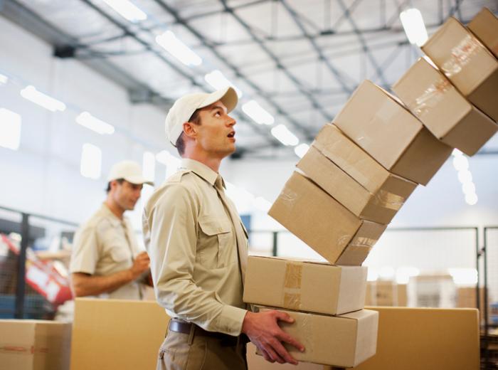 Man dropping boxes