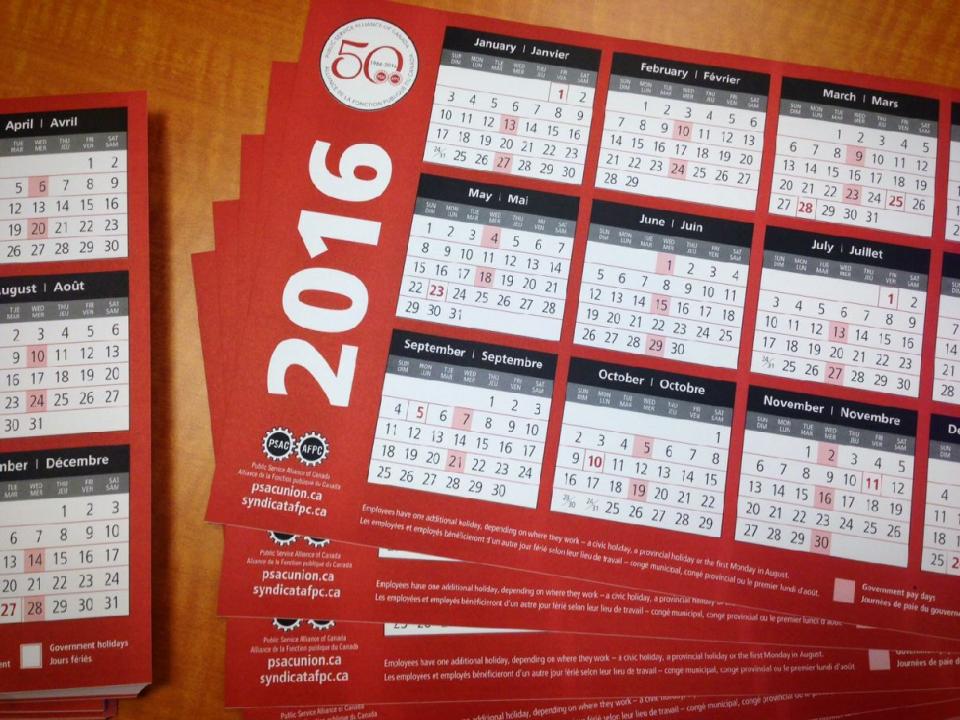 PSAC calendars Public Service Alliance of Canada