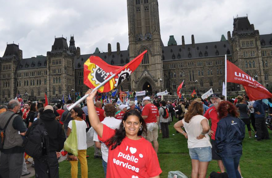 Sharon at a rally on Parliament Hill