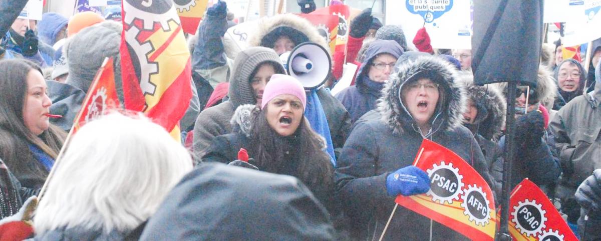 Sharon at a rally