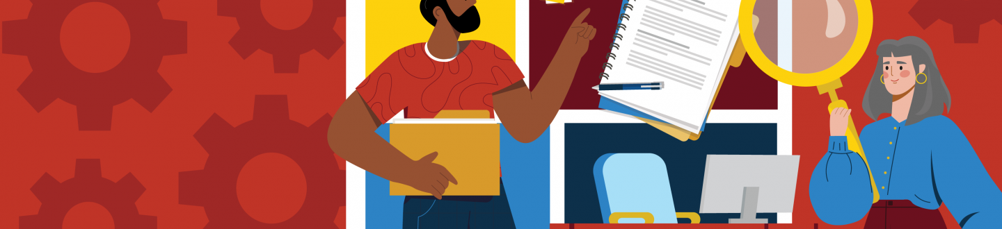 red graphic of tool icons