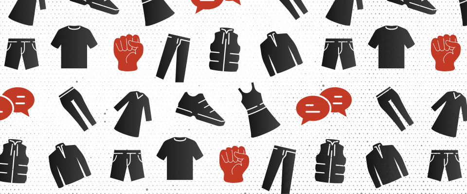 Wear black for bargaining graphic Collage of different black clothing items