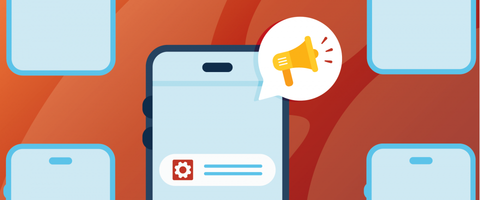 PSAC mobile app graphic Smartphone notification illustration.