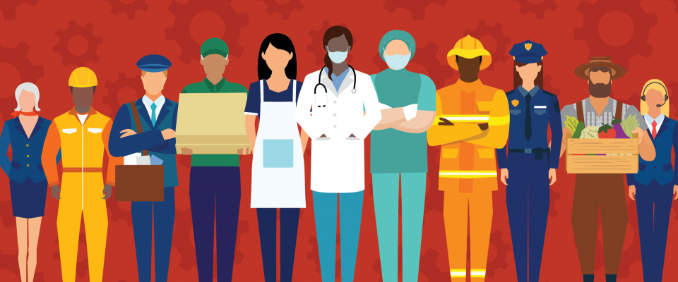 A collage of workers