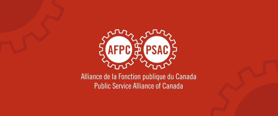 PSAC logo on red background