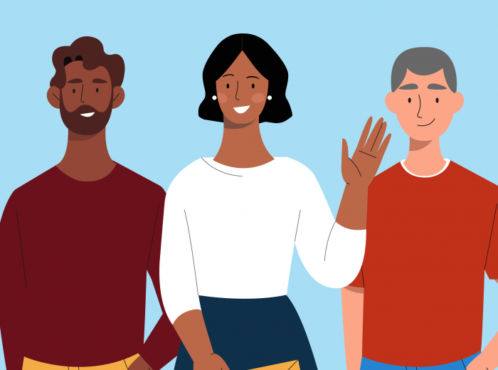Diverse team waving