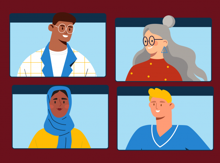 Four panel image of diverse users