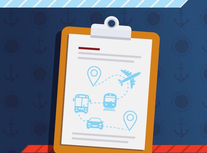 clipboard with travel icons