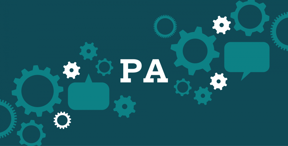 PA text on green background with cogs