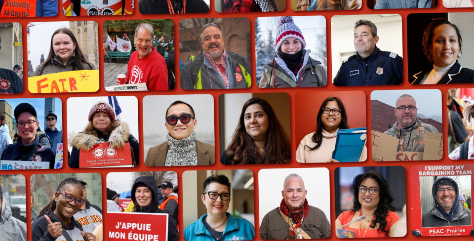 A photo collage of PSAC members
