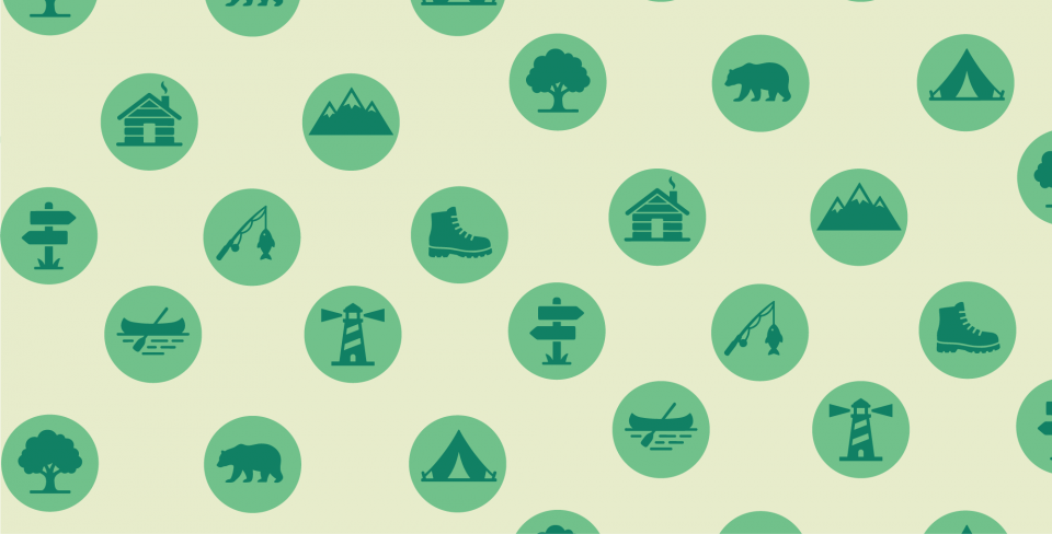 Canada Parks Day scrape A playful pattern of outdoor icons celebrating Canada’s parks and nature.