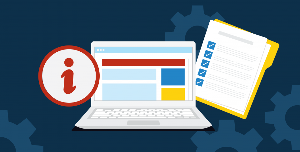 Resources graphic A laptop and checklist with an information bubble